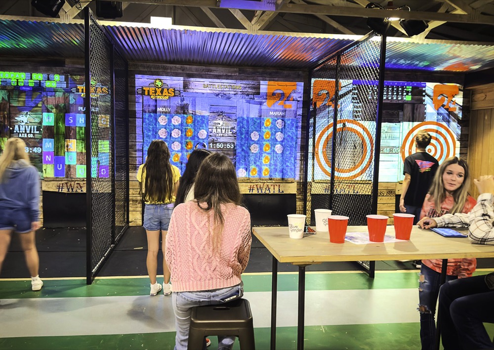 Skill games and seating at Anvil Axe Co.