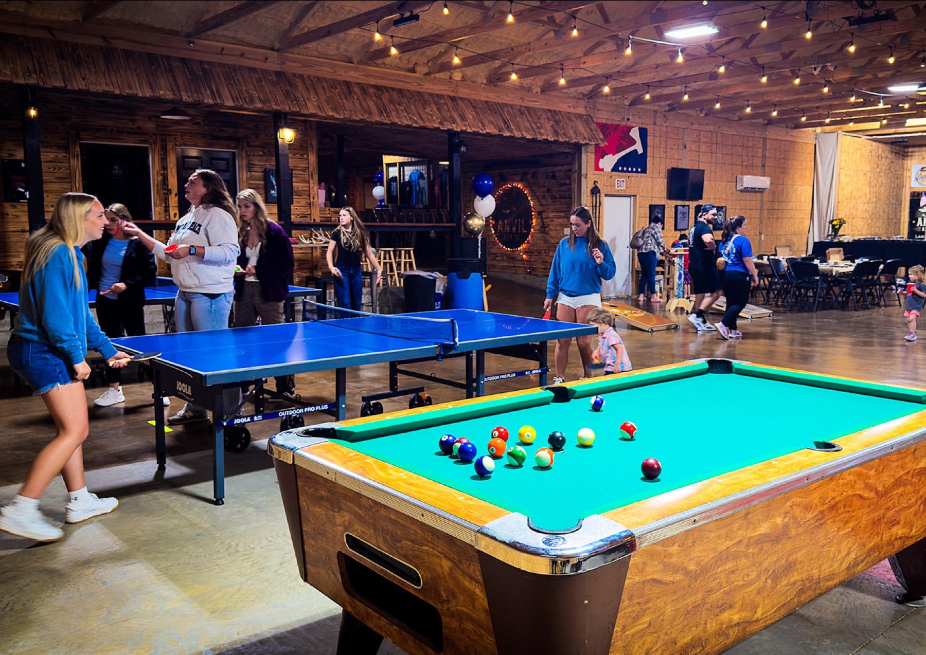Private party room with interactive axe targets